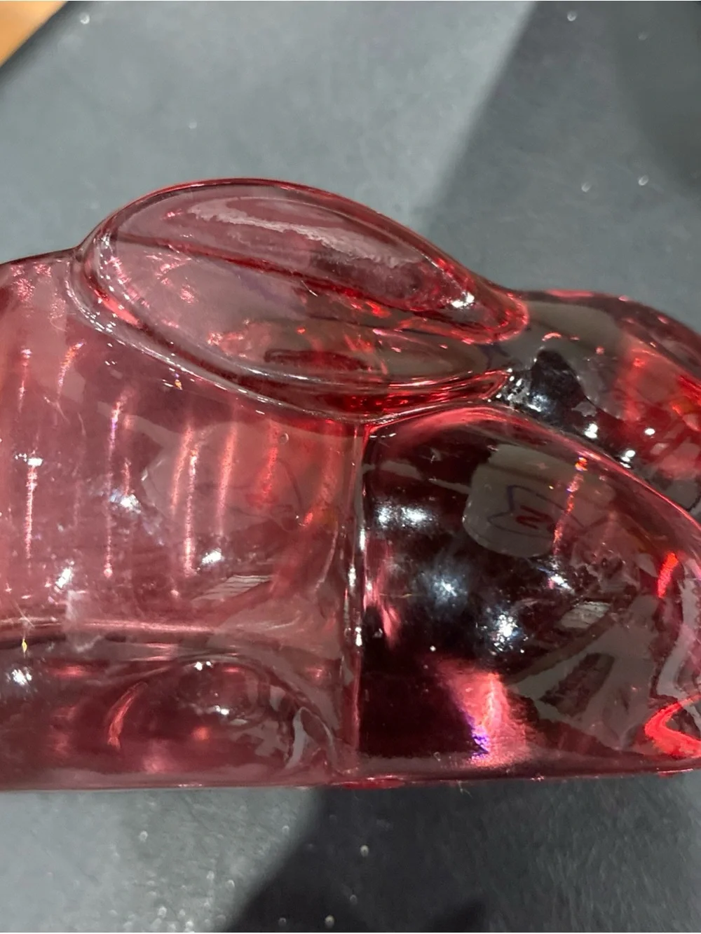 Indiana Glass Cranberry Pink Bunny Tealight Holder